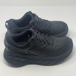 Hoka One One Bondi SR Work Shoes Womens 8 Black Leather Slip Resistant Comfort